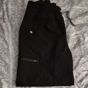 Figs Zamora Black Jogger Scrub Pants Scrunch Waistband Black